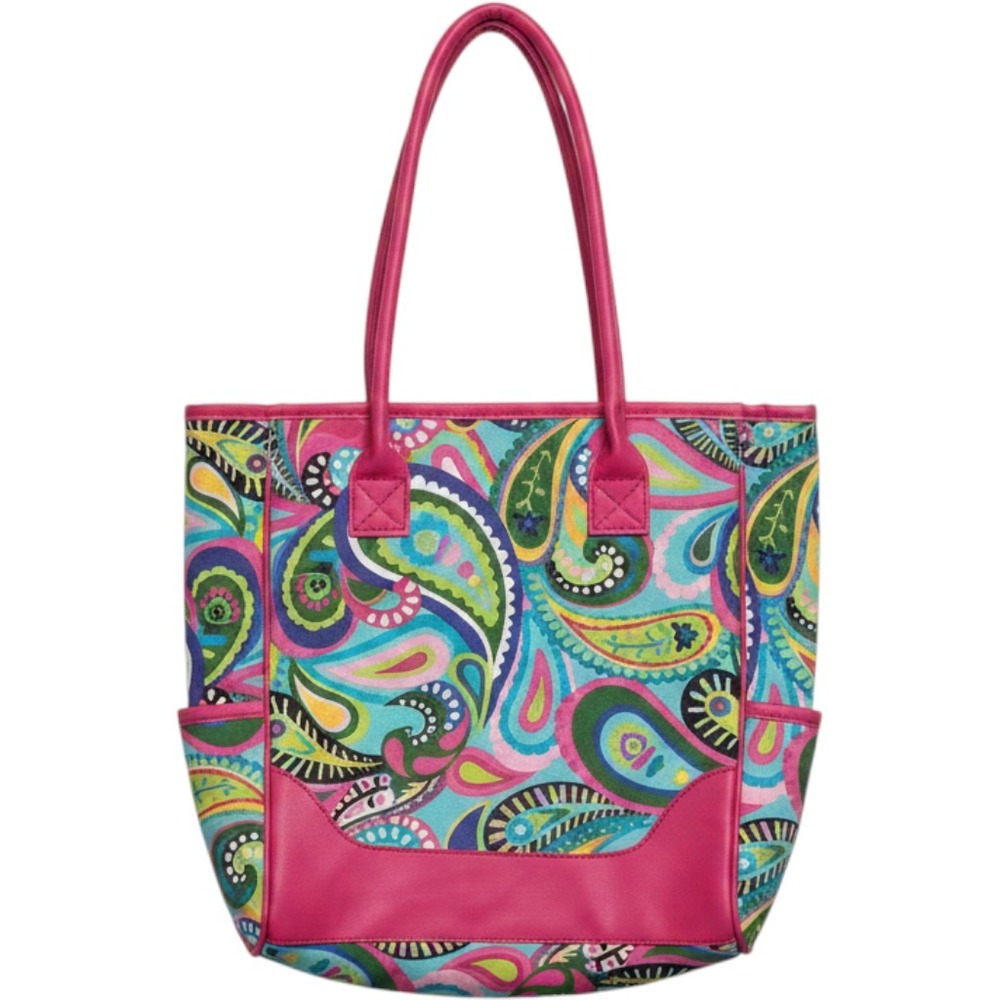 Buckhead Betties Tote Bag Womens Large Pink Paisley VGC Beach Cotton Canvas